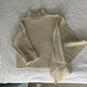 Do Everything in Love Beige Ribbed Mockneck Sweater